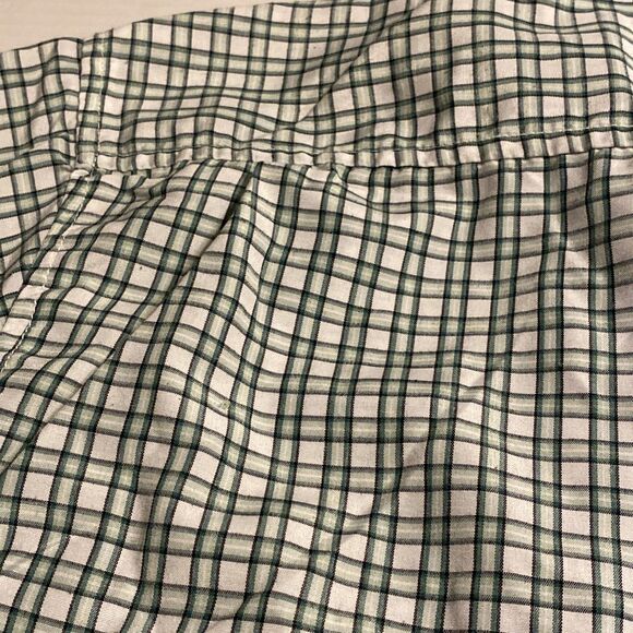 VTG No Fear Men's L Button Up Short Sleeve Front Pocket Shirt Plaid Green White - Picture 10 of 10